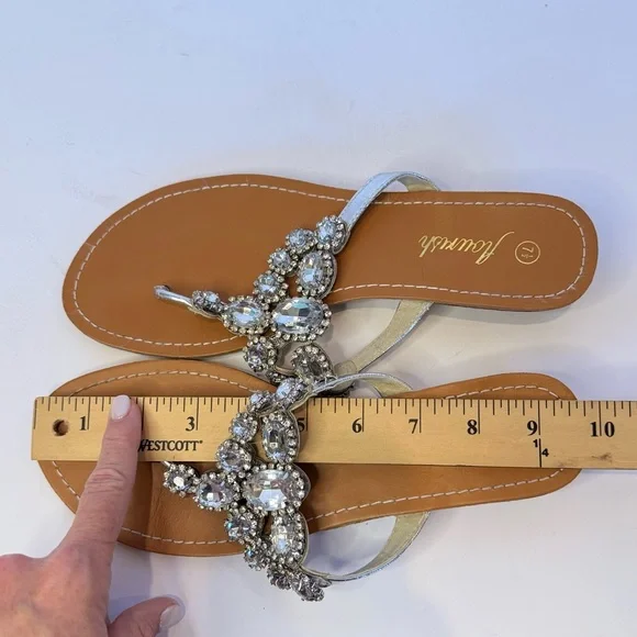 Flourish Silver Jeweled Sandals - Size 7.5 - Picture 12 of 14